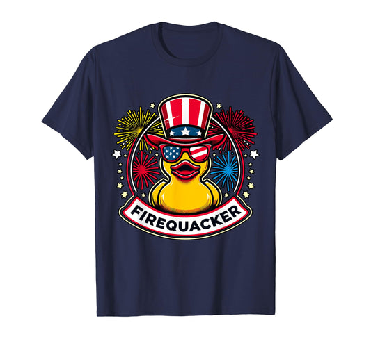 Firequacker 4th of July Rubber Duck USA Flag T-Shirt