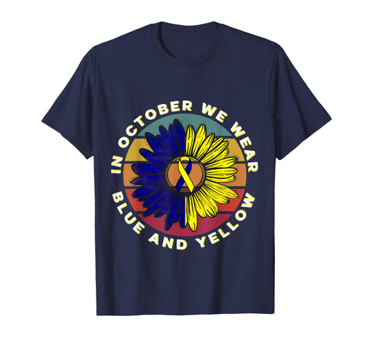 In October We Wear Blue And Yellow Down Syndrome Awareness T-Shirt