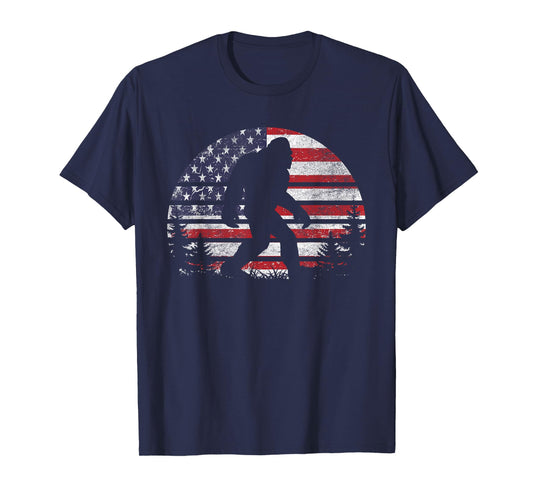 Bigfoot 4th of July American USA Flag Patriotic Sasquatch T-Shirt