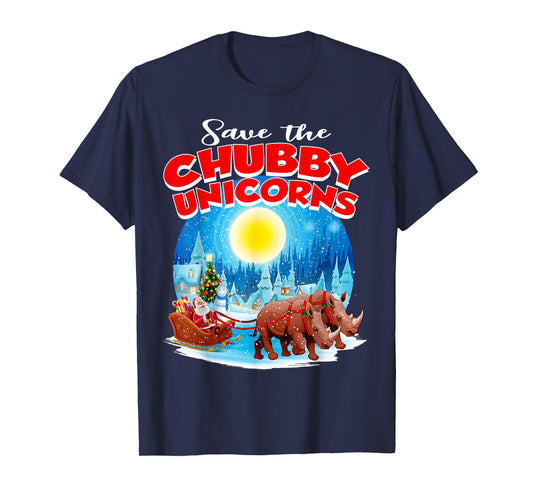Chubbies Shirt Men Save The Chubby Unicorns Rhino Christmas T-Shirt