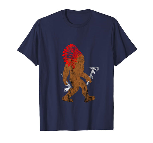 Indian Bigfoot Chief Sasquatch Western Carnival Costume T-Shirt