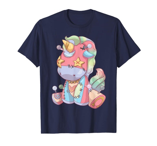 Pastel Goth Anime Kawaii Unicorn, Creepy Cute Voodoo Doll T-Shirt