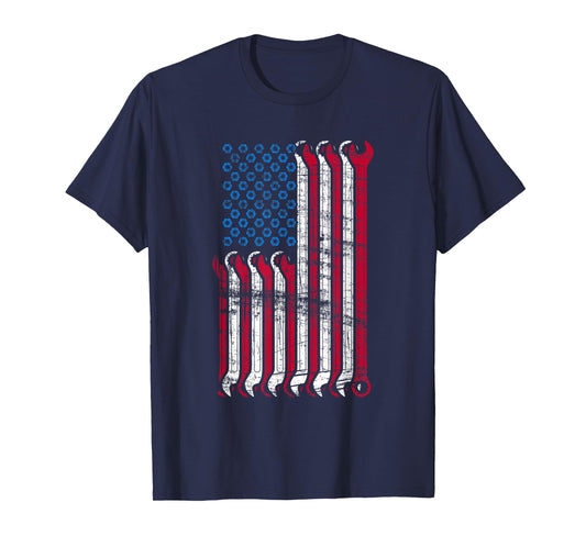 American Flag Mechanic Combination Wrenches T-Shirt Gift T-Shirt for Women Girls Kids Men