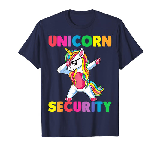 Halloween Dad Mom Daughter Adult Costume Unicorn Security T-Shirt