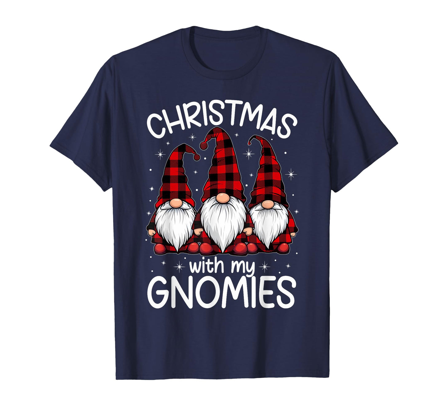 Christmas With My Gnomies Xmas Family Gnome Red Black Plaid T-Shirt