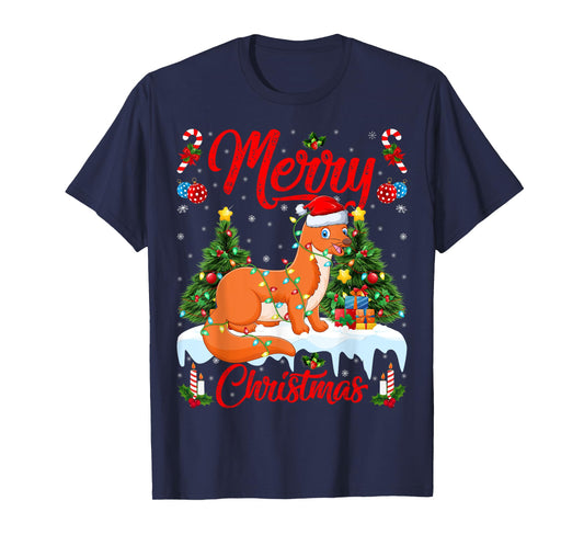 Weasel Merry Christmas Tree Lighting Weasel Xmas T-Shirt