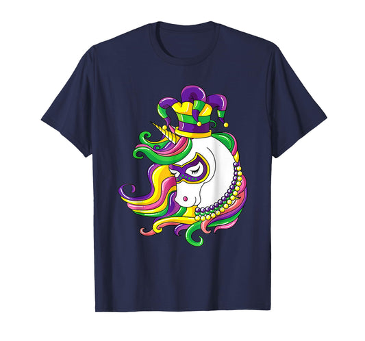 Cute Unicorn Shamrock Mardi Gras Day Girls Kids Lepricorn T-Shirt