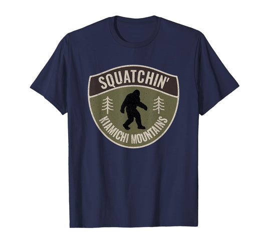 Squatchin' Kiamichi Mountains - Bigfoot Sign Art Sasquatch T-Shirt