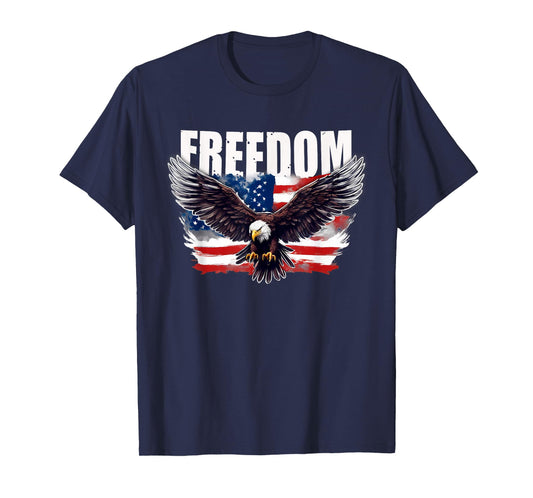 Patriotic USA American Flag and Eagle FREEDOM 4th of July T-Shirt