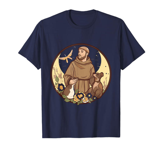St Francis of Assisi Art Patron Saint of Animals Catholic T-Shirt