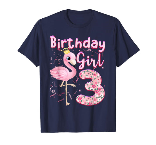 3rd Birthday Girls Flamingo 3 Years Old Tropical Flamingo T-Shirt