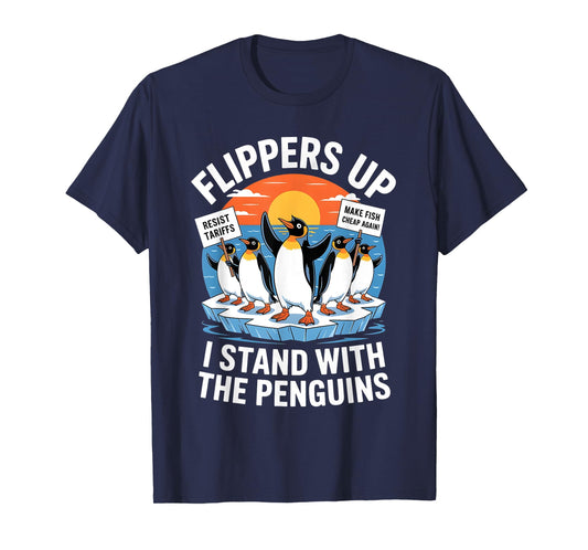 Funny Resist Penguins Protest Against Tariffs Vintage Gifts T-Shirt