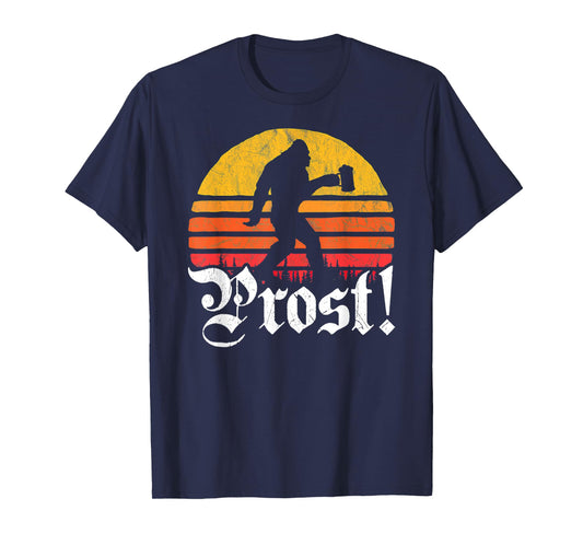 Vintage Prost Bigfoot Love Drinking Beer German Oktoberfest T-Shirt