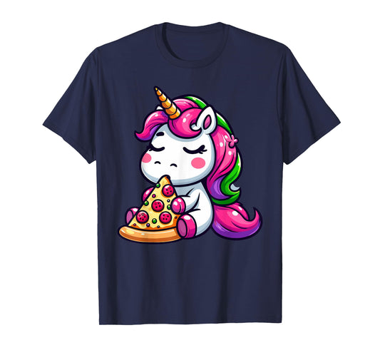 Unicorn Animal Eating Pizza Margherita Meal Foodies T-Shirt