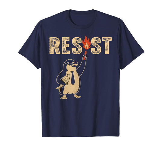 Funny Penguin Protest Against Tariffs Political Humor T-Shirt
