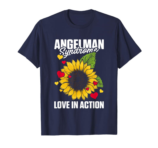 Love In Action Heart Sunflower Graphic Angelman Syndrome T-Shirt