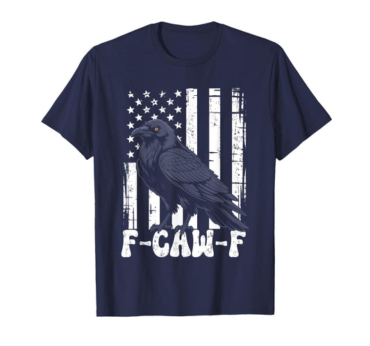 f caw f Black Crow Black Bird Retro USA Flag Vintage F-Caw-F T-Shirt