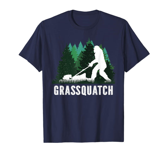 Lawn Mower Mowing Dad Landscaper Bigfoot Yeti Sasquatch T-Shirt