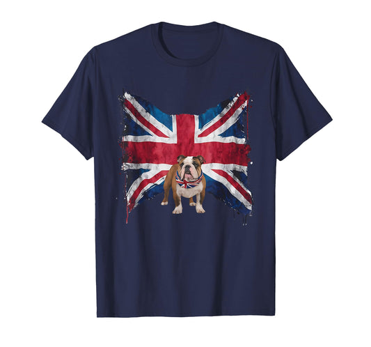 British Bulldog with grunge British Flag for British English T-Shirt