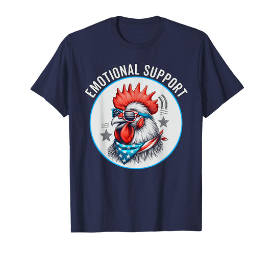 Chicken Emotional Support Cock with American Flag T-Shirt for Women Men