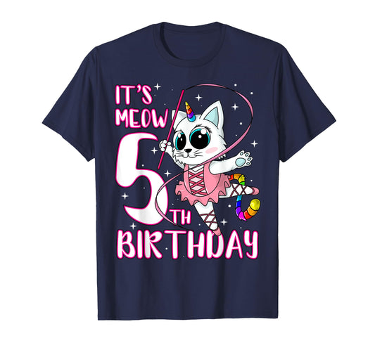 Its Meow 5th Birthday Kittycorn Unicorn Cat Kids Party Gift T-Shirt