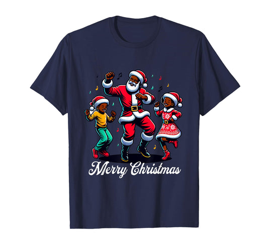 African American Christmas Family Santa Merry Christmas T-Shirt
