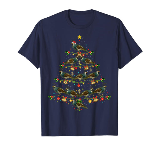Quail Bird Xmas Tree Gift Santa Hat Quail Christmas T-Shirt