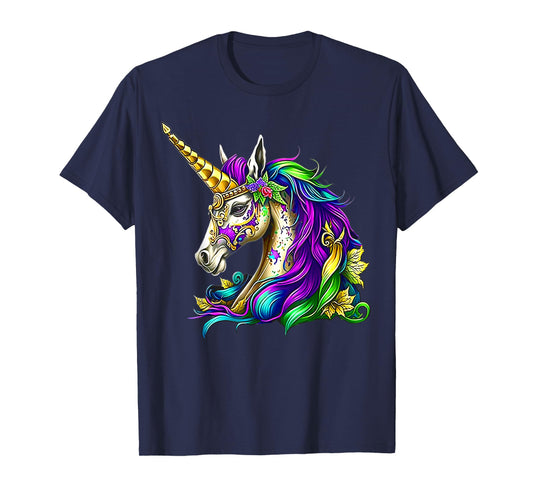 Happy Mardi Gras Unicorn Girls T-Shirt