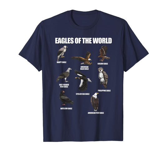 Eagles Of The World Educational Large Bird Animal T-Shirt