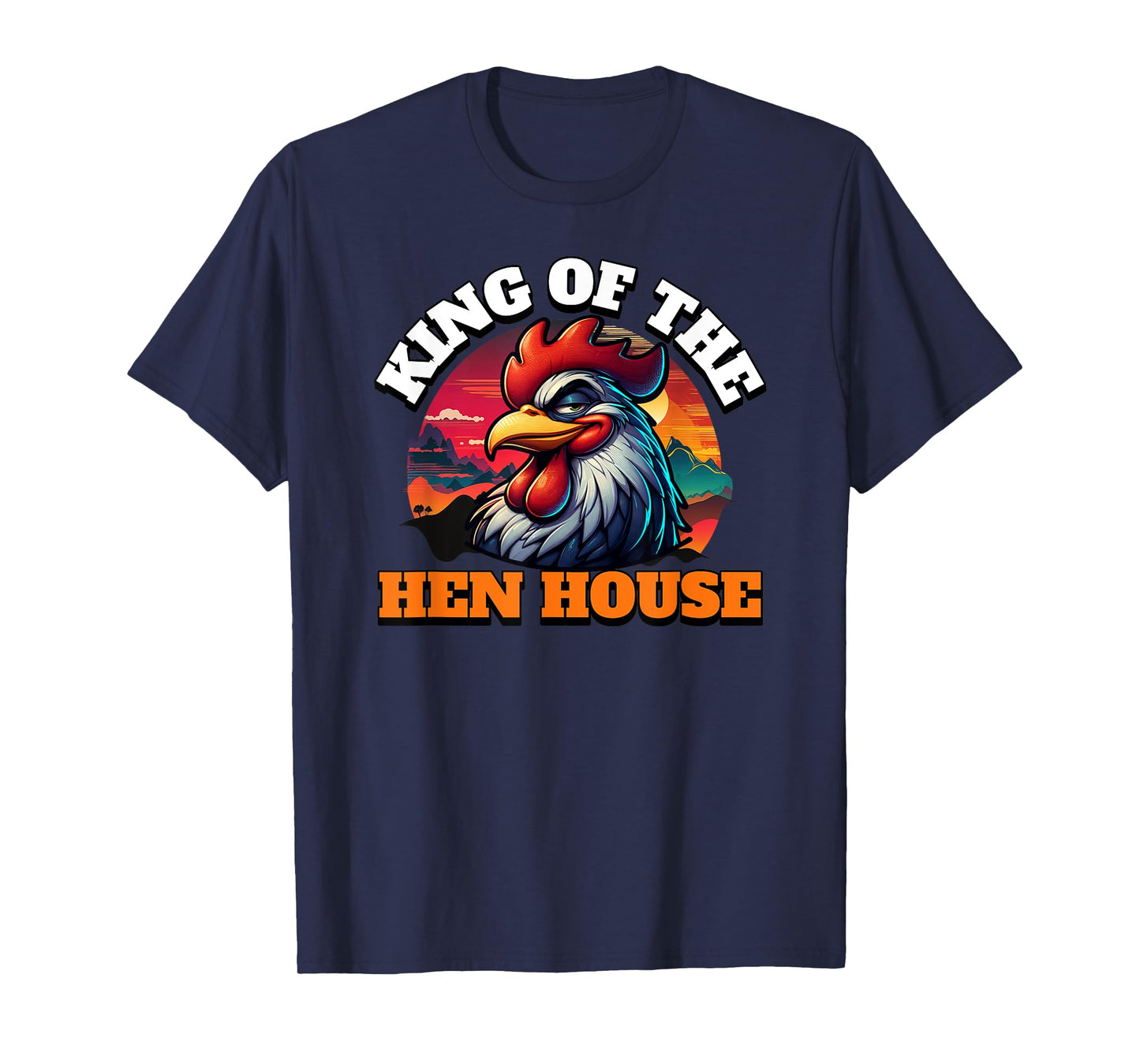 ArtisticRaccoon Funny Rooster King Of The Hen House T-Shirt - Black, Small, Unisex-Adult, Short Sleeve, T-Shirt