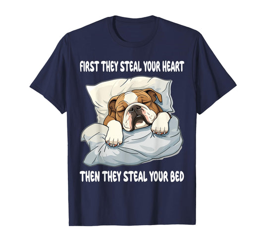 English Bulldog Sleeping Pajamas Nightgown T-Shirt for Men Women Girls Kids