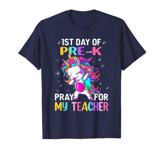 First Day Of Pre-K Pray For My Teacher Back To School Men Women Kids T-Shirt
