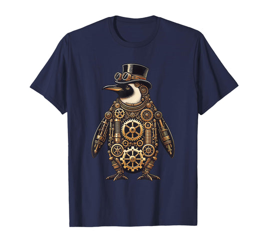 Steampunk Penguin Shirt Vintage Mechanical Gears Penguin Art T-Shirt