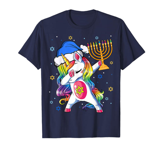 Jewnicorn Funny Hanukkah Unicorn Gift Girl Women Pajamas T-Shirt