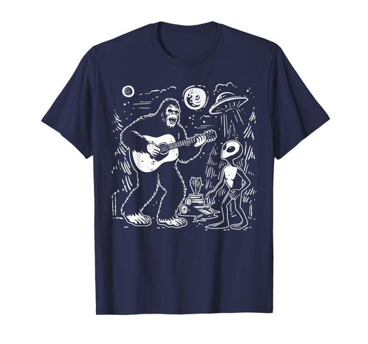 Alien Bigfoot Guitar Ufo Sasquatch Rock Men Boys Kids Women T-Shirt