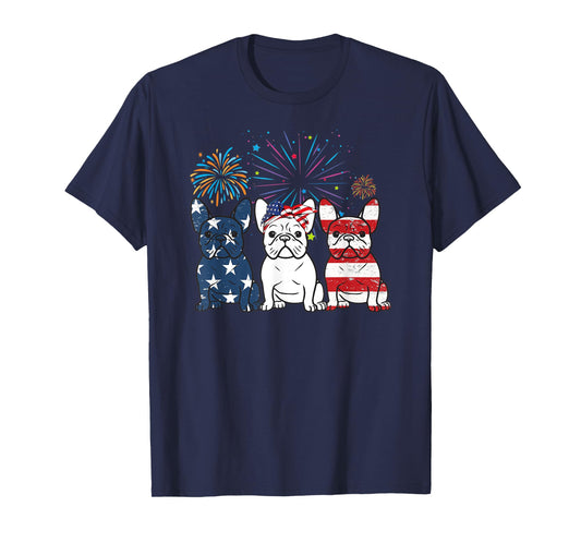 French Bulldog American Flag 4th Of July Independence Day Women Kids Men T-Shirt
