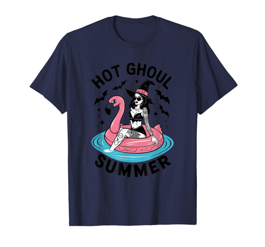 Hot Ghoul Summer Funny Witch Gothic Spooky Retro Halloween T-Shirt