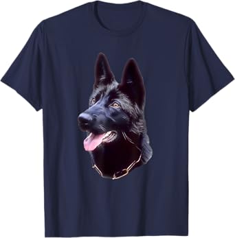 Black German shepherd portrait art, black shepherd owner T-Shirt