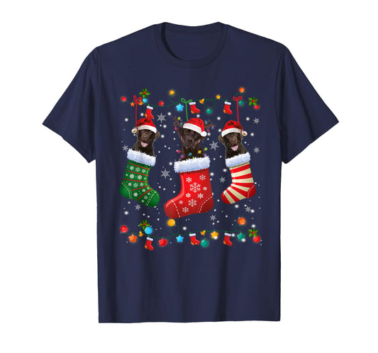 Christmas Socks Pajama Chocolate Lab Labrador Dog Lover Men Women Kids T-Shirt