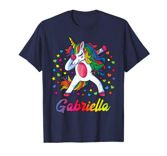 Gabriella Dabbing Unicorn Rainbow Personalized Name Custom T-Shirt