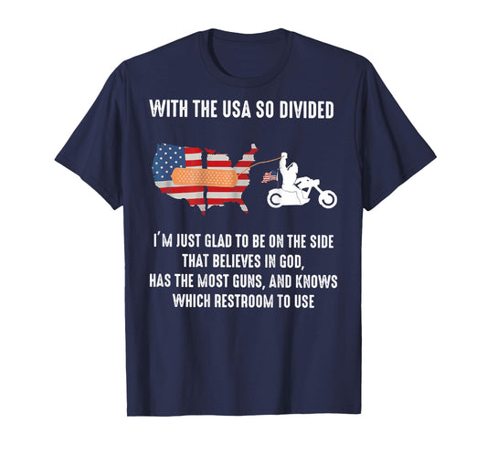 Bigfoot Biker With The USA So Divided (on back) T-Shirt