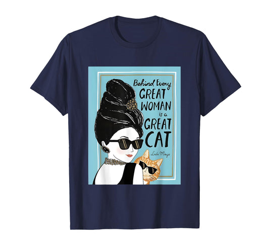 Cats Behind Every Great Woman There Is A Great Cat T-Shirt