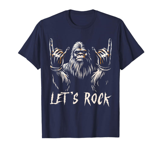 Bigfoot Rock On Funny Sasquatch Rock and Roll Let's Rock T-Shirt