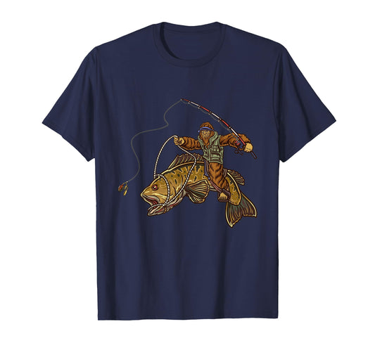 Smallmouth Bass Fishing Bigfoot Fisherman T-Shirt