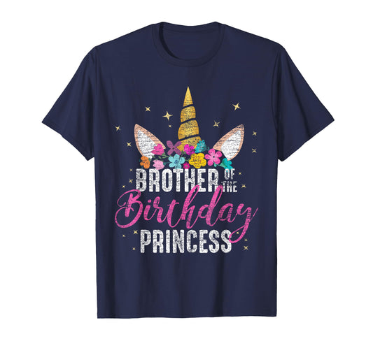 Brother Of The Birthday Princess Gift Unicorn Birthday T-Shirt