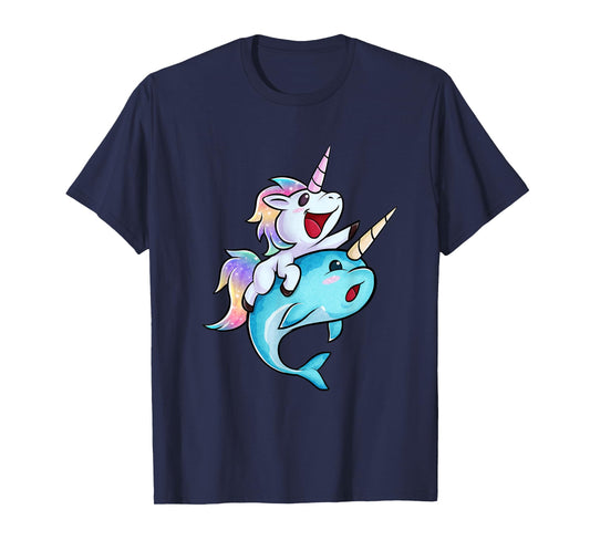 Unicorn Riding A Narwhal T-Shirt