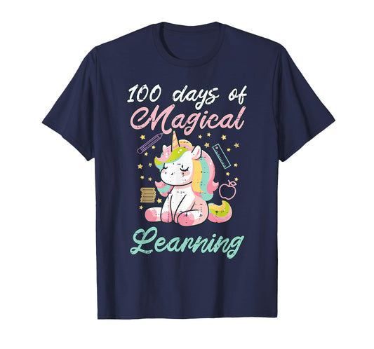100 Days Magical Learning Unicorn 100th Day Girls Kids Women T-Shirt