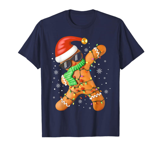 Funny Christmas Boys Kids Dabbing Gingerbread Xmas Pajamas T-Shirt