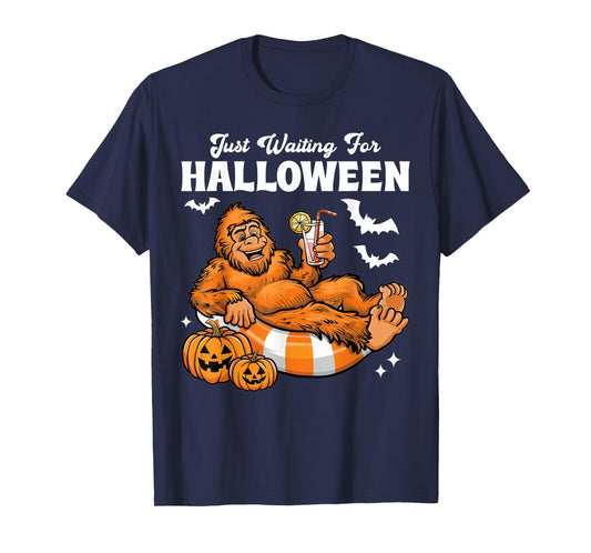Just Waiting For Halloween Cute Lazy Bigfoot Halloween T-Shirt