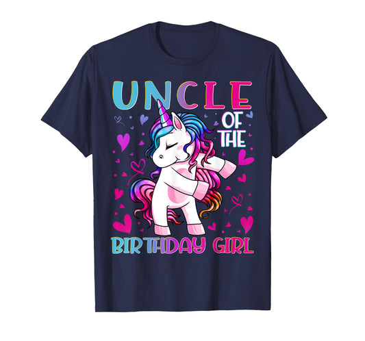 Uncle of the Birthday Girl Flossing Unicorn Uncle Gifts T-Shirt